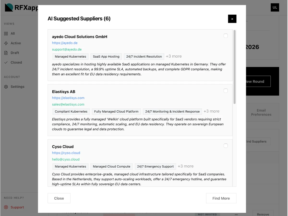 AI supplier search