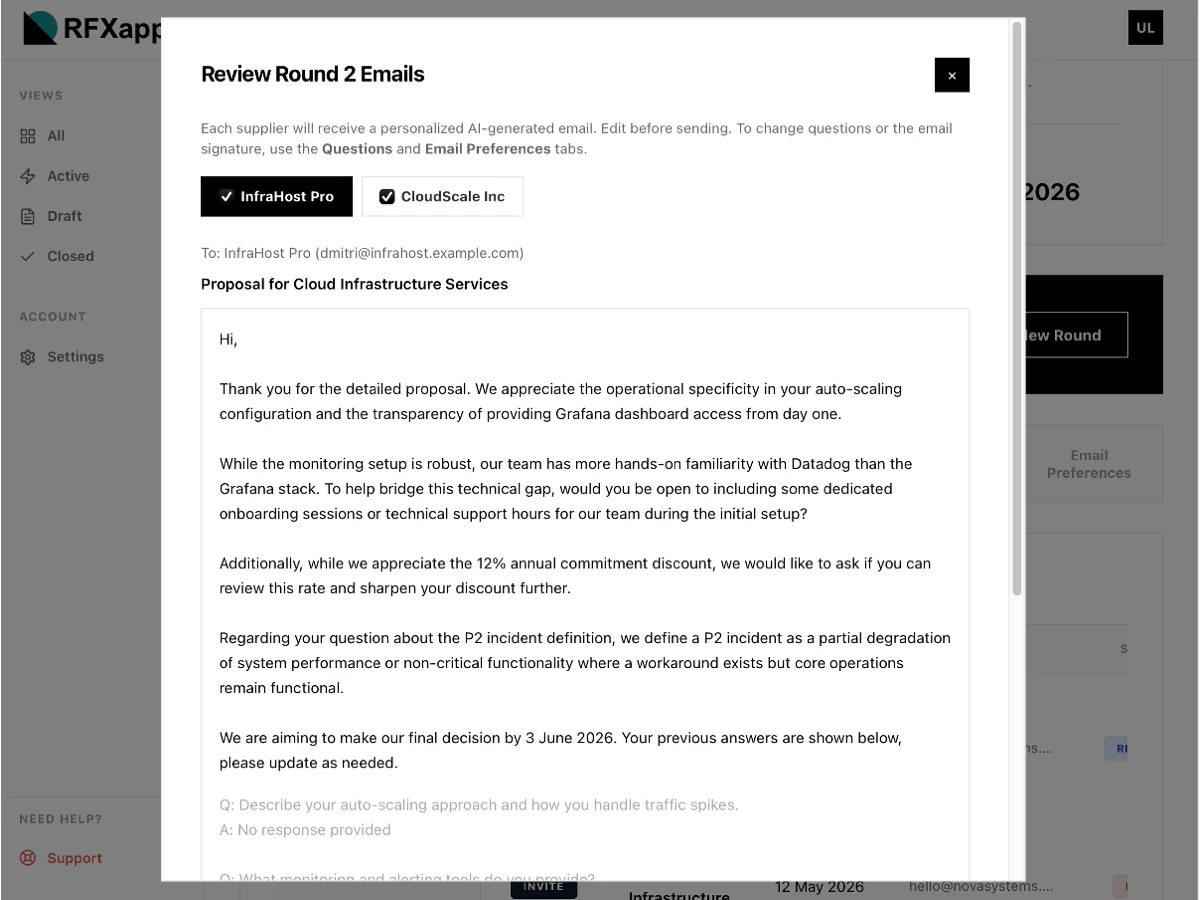 Review invitation emails